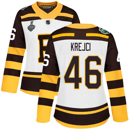 Adidas Bruins #46 David Krejci White Authentic 2019 Winter Classic Stanley Cup Final Bound Women's Stitched NHL Jersey